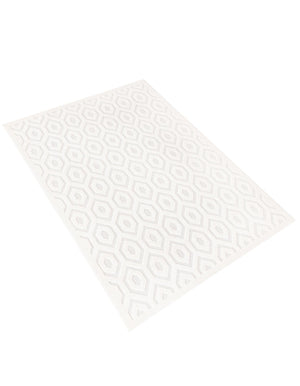 Ivory 5' 3 x 8' Outdoor Trellis Textured Rectangle Area Rug Weather Resistant for Patio, Deck, Terrace, Balcony, Porch Geometric Design Water Safe Outside Carpet for Sale at Rug Engine