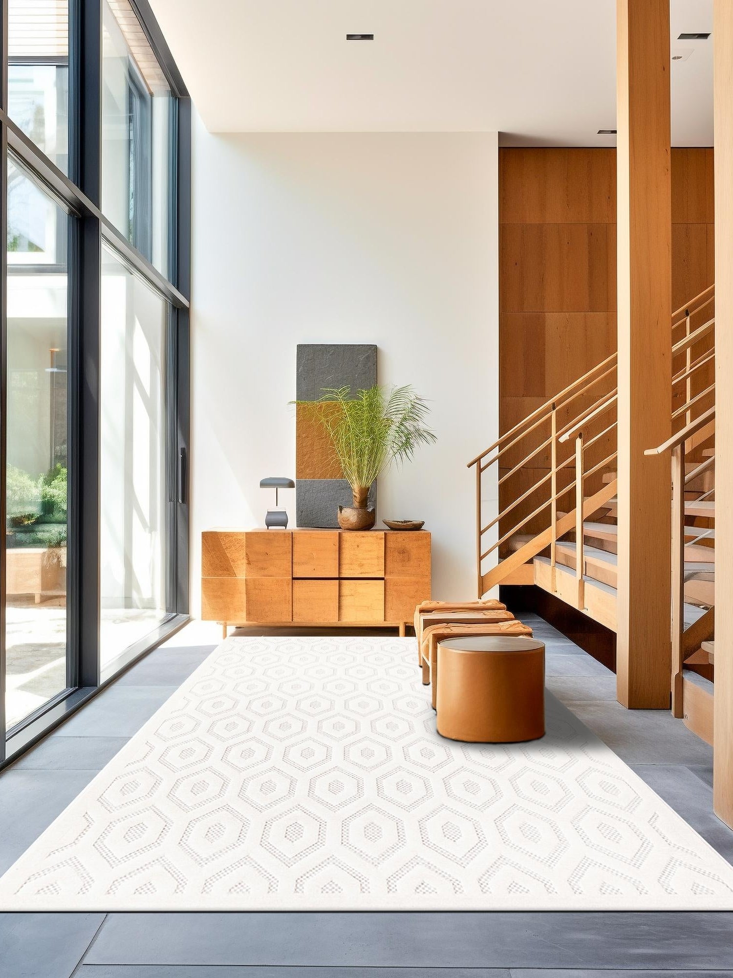 Ivory 7' 10 x 10' Outdoor Trellis Textured Rectangle Area Rug Weather Resistant for Patio, Deck, Terrace, Balcony, Porch Geometric Design Water Safe Outside Carpet for Sale at Rug Engine