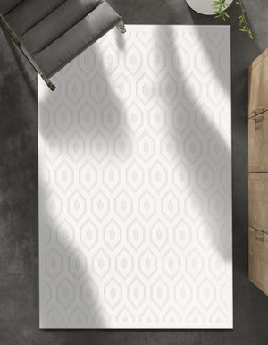 Ivory 5' 3 x 8' Outdoor Trellis Textured Rectangle Area Rug Weather Resistant for Patio, Deck, Terrace, Balcony, Porch Geometric Design Water Safe Outside Carpet for Sale at Rug Engine