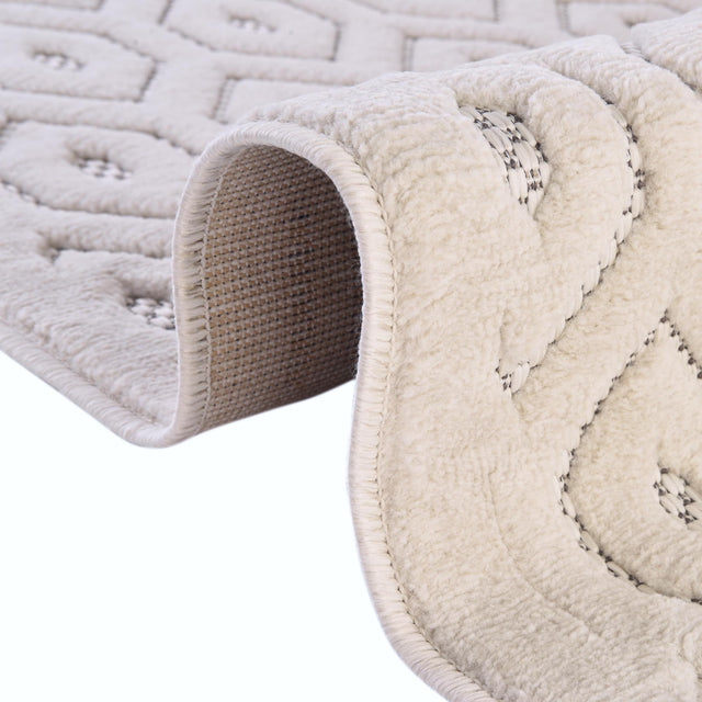 Ivory 4' x 6' Outdoor Trellis Textured Rectangle Area Rug Weather Resistant for Patio, Deck, Terrace, Balcony, Porch Geometric Design Water Safe Outside Carpet for Sale at Rug Engine