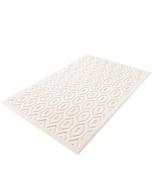 Ivory 4' x 6' Outdoor Trellis Textured Rectangle Area Rug Weather Resistant for Patio, Deck, Terrace, Balcony, Porch Geometric Design Water Safe Outside Carpet for Sale at Rug Engine