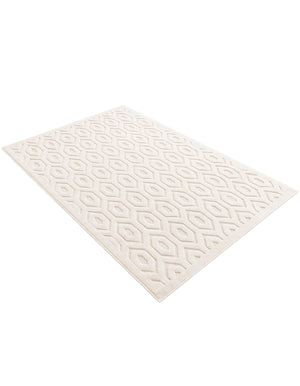 Ivory 4' x 6' Outdoor Trellis Textured Rectangle Area Rug Weather Resistant for Patio, Deck, Terrace, Balcony, Porch Geometric Design Water Safe Outside Carpet for Sale at Rug Engine