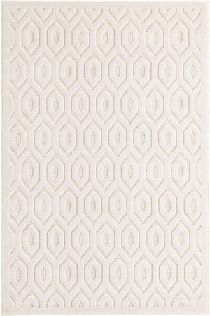 Ivory 4' x 6' Outdoor Trellis Textured Rectangle Area Rug Weather Resistant for Patio, Deck, Terrace, Balcony, Porch Geometric Design Water Safe Outside Carpet for Sale at Rug Engine