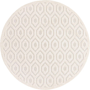 Ivory 7' x 7' Outdoor Trellis Textured Round Area Rug Weather Resistant for Patio, Deck, Terrace, Balcony, Porch Geometric Design Water Safe Outside Carpet for Sale at Rug Engine