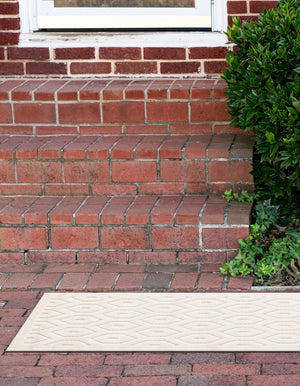 Ivory 2' x 6' Outdoor Trellis Textured Runner Area Rug Weather Resistant for Patio, Deck, Terrace, Balcony, Porch Geometric Design Water Safe Outside Carpet for Sale at Rug Engine