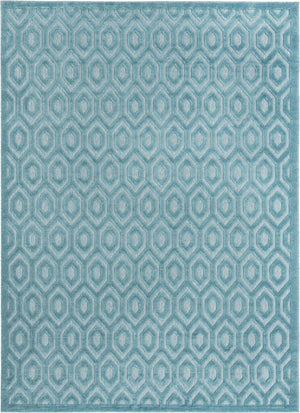 Aqua 9' x 12' Outdoor Trellis Textured Rectangle Area Rug Weather Resistant for Patio, Deck, Terrace, Balcony, Porch Geometric Design Water Safe Outside Carpet for Sale at Rug Engine