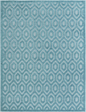 Aqua 7' 10 x 10' Outdoor Trellis Textured Rectangle Area Rug Weather Resistant for Patio, Deck, Terrace, Balcony, Porch Geometric Design Water Safe Outside Carpet for Sale at Rug Engine