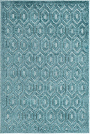 Aqua 4' x 6' Outdoor Trellis Textured Rectangle Area Rug Weather Resistant for Patio, Deck, Terrace, Balcony, Porch Geometric Design Water Safe Outside Carpet for Sale at Rug Engine