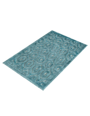 Aqua 2' x 3' Outdoor Trellis Textured Rectangle Area Rug Weather Resistant for Patio, Deck, Terrace, Balcony, Porch Geometric Design Water Safe Outside Carpet for Sale at Rug Engine