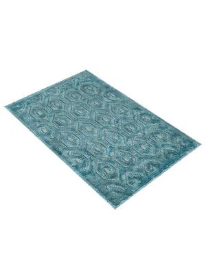 Aqua 2' x 3' Outdoor Trellis Textured Rectangle Area Rug Weather Resistant for Patio, Deck, Terrace, Balcony, Porch Geometric Design Water Safe Outside Carpet for Sale at Rug Engine