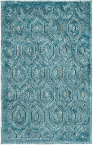 Aqua 2' x 3' Outdoor Trellis Textured Rectangle Area Rug Weather Resistant for Patio, Deck, Terrace, Balcony, Porch Geometric Design Water Safe Outside Carpet for Sale at Rug Engine