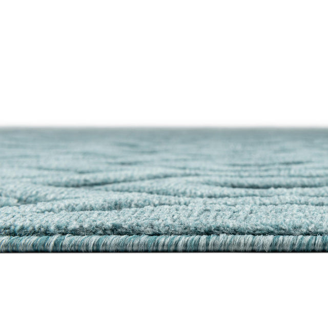 Aqua 7' 10 x 7' 10 Outdoor Trellis Textured Square Area Rug Weather Resistant for Patio, Deck, Terrace, Balcony, Porch Geometric Design Water Safe Outside Carpet for Sale at Rug Engine