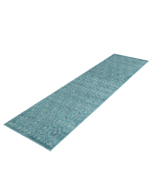 Aqua 2' x 8' Outdoor Trellis Textured Runner Area Rug Weather Resistant for Patio, Deck, Terrace, Balcony, Porch Geometric Design Water Safe Outside Carpet for Sale at Rug Engine
