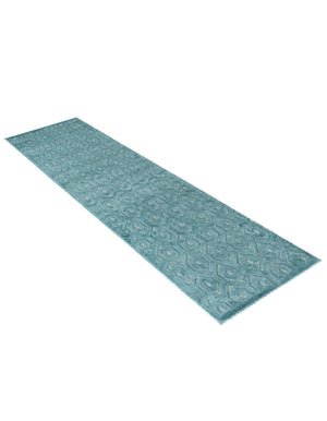Aqua 2' x 8' Outdoor Trellis Textured Runner Area Rug Weather Resistant for Patio, Deck, Terrace, Balcony, Porch Geometric Design Water Safe Outside Carpet for Sale at Rug Engine