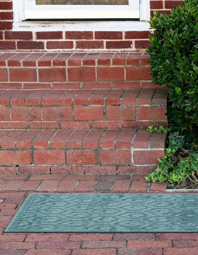 Aqua 2' x 8' Outdoor Trellis Textured Runner Area Rug Weather Resistant for Patio, Deck, Terrace, Balcony, Porch Geometric Design Water Safe Outside Carpet for Sale at Rug Engine