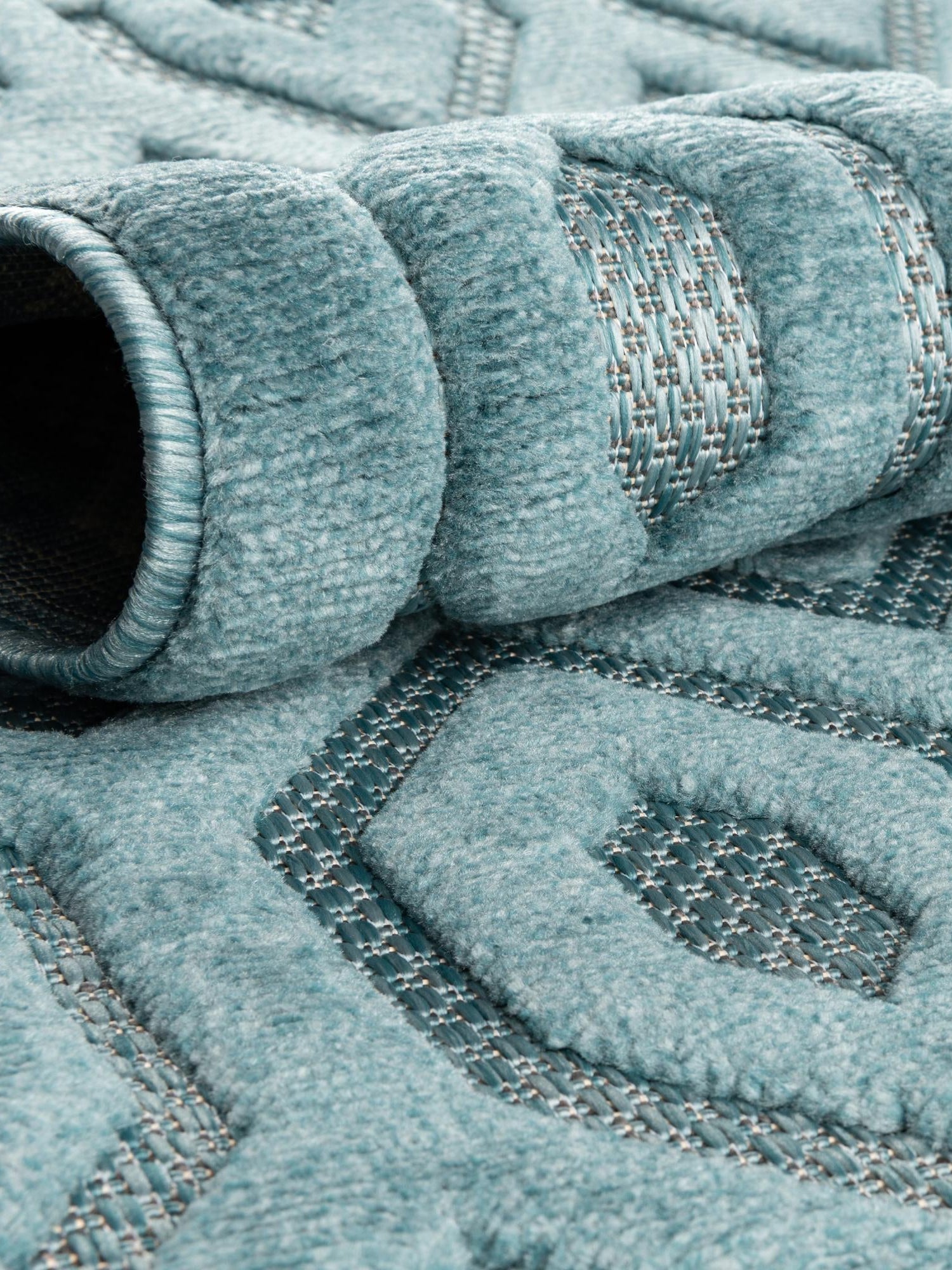 Aqua 2' x 8' Outdoor Trellis Textured Runner Area Rug Weather Resistant for Patio, Deck, Terrace, Balcony, Porch Geometric Design Water Safe Outside Carpet for Sale at Rug Engine