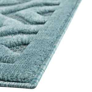 Aqua 2' x 8' Outdoor Trellis Textured Runner Area Rug Weather Resistant for Patio, Deck, Terrace, Balcony, Porch Geometric Design Water Safe Outside Carpet for Sale at Rug Engine