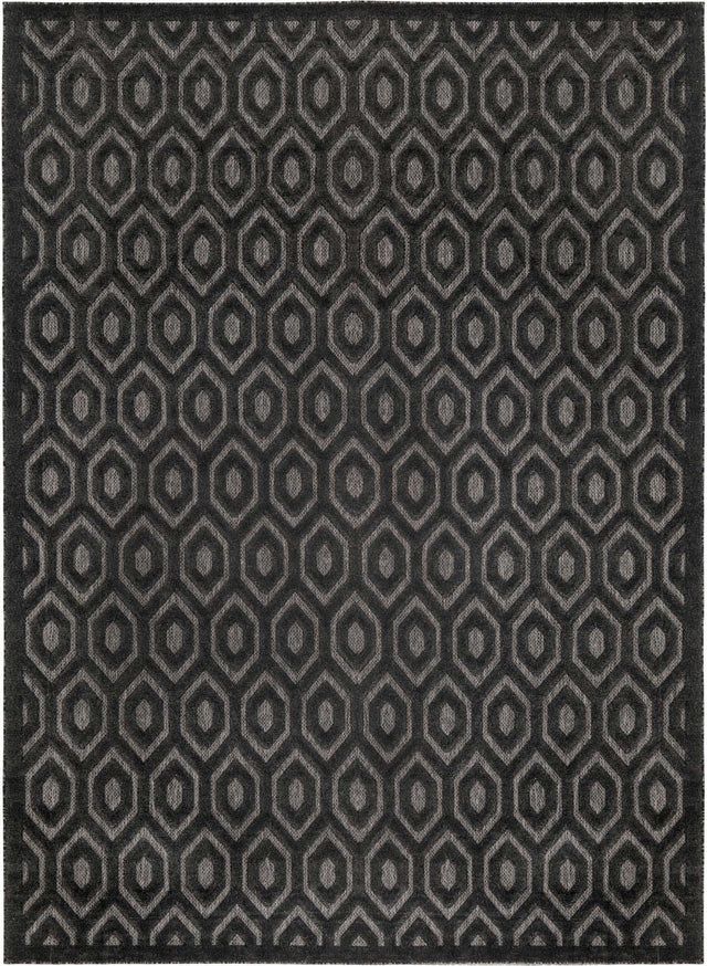 Charcoal 9' x 12' Outdoor Trellis Textured Rectangle Area Rug Weather Resistant for Patio, Deck, Terrace, Balcony, Porch Geometric Design Water Safe Outside Carpet for Sale at Rug Engine