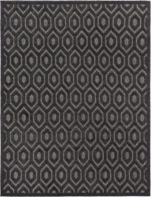 Charcoal 7' 10 x 10' Outdoor Trellis Textured Rectangle Area Rug Weather Resistant for Patio, Deck, Terrace, Balcony, Porch Geometric Design Water Safe Outside Carpet for Sale at Rug Engine