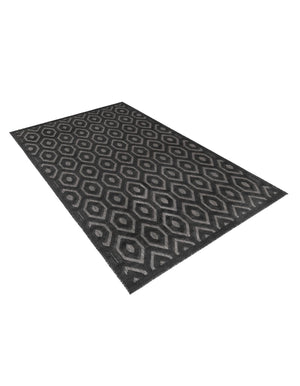 Charcoal 6' x 9' Outdoor Trellis Textured Rectangle Area Rug Weather Resistant for Patio, Deck, Terrace, Balcony, Porch Geometric Design Water Safe Outside Carpet for Sale at Rug Engine