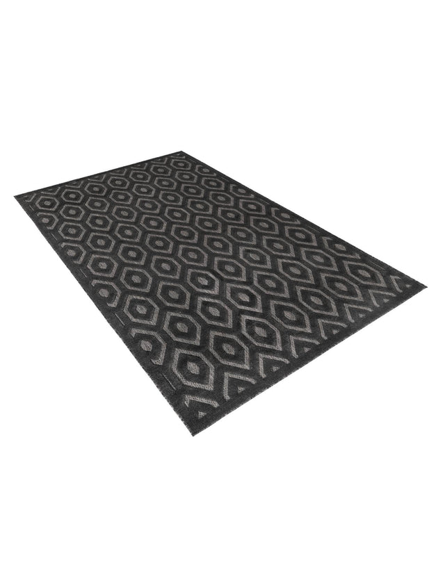 Charcoal 6' x 9' Outdoor Trellis Textured Rectangle Area Rug Weather Resistant for Patio, Deck, Terrace, Balcony, Porch Geometric Design Water Safe Outside Carpet for Sale at Rug Engine