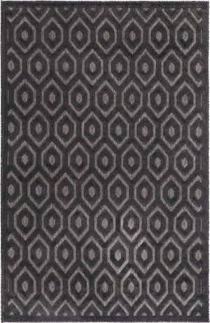 Charcoal 6' x 9' Outdoor Trellis Textured Rectangle Area Rug Weather Resistant for Patio, Deck, Terrace, Balcony, Porch Geometric Design Water Safe Outside Carpet for Sale at Rug Engine