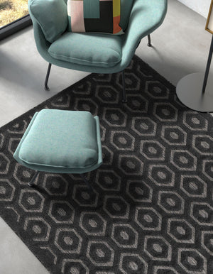 Charcoal 2' x 3' Outdoor Trellis Textured Rectangle Area Rug Weather Resistant for Patio, Deck, Terrace, Balcony, Porch Geometric Design Water Safe Outside Carpet for Sale at Rug Engine