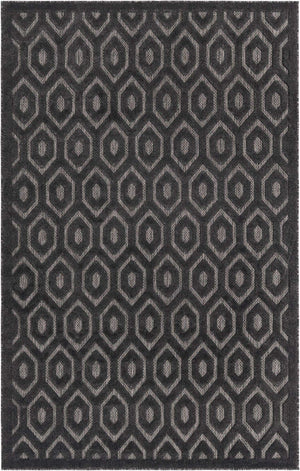 Charcoal 5' 3 x 8' Outdoor Trellis Textured Rectangle Area Rug Weather Resistant for Patio, Deck, Terrace, Balcony, Porch Geometric Design Water Safe Outside Carpet for Sale at Rug Engine