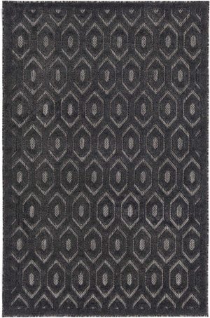 Charcoal 4' x 6' Outdoor Trellis Textured Rectangle Rug