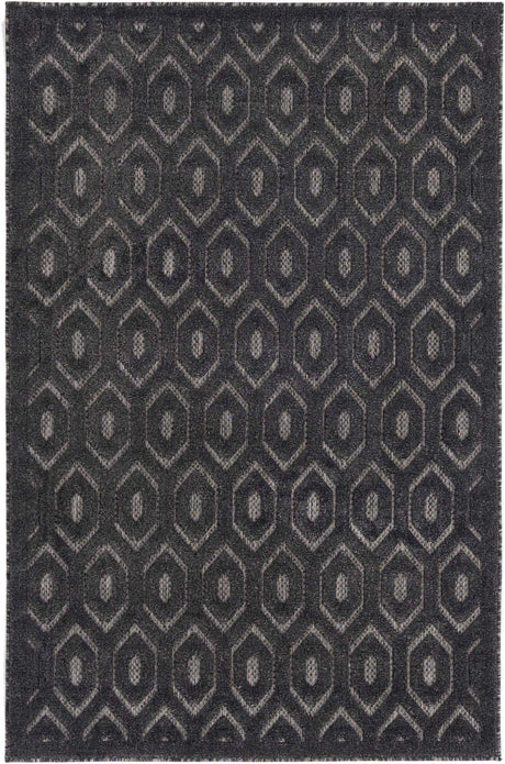 Charcoal 4' x 6' Outdoor Trellis Textured Rectangle Rug