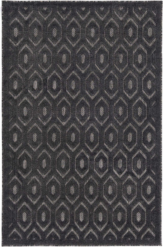 Charcoal 4' x 6' Outdoor Trellis Textured Rectangle Rug