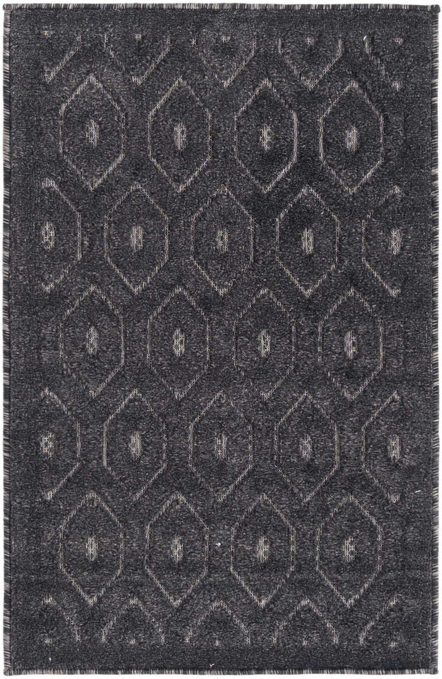 Charcoal 2' x 3' Outdoor Trellis Textured Rectangle Area Rug Weather Resistant for Patio, Deck, Terrace, Balcony, Porch Geometric Design Water Safe Outside Carpet for Sale at Rug Engine