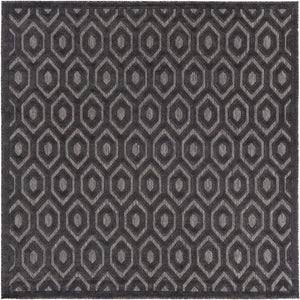 Charcoal 7' 10 x 7' 10 Outdoor Trellis Textured Square Area Rug Weather Resistant for Patio, Deck, Terrace, Balcony, Porch Geometric Design Water Safe Outside Carpet for Sale at Rug Engine