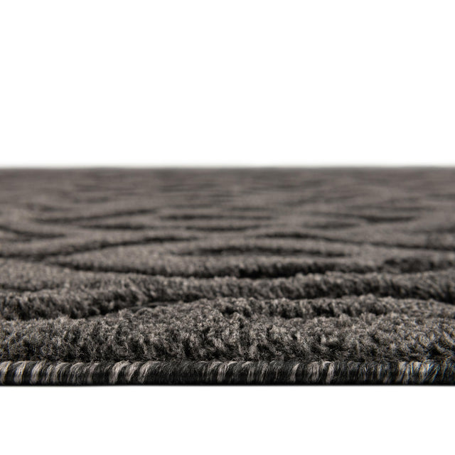Charcoal 4' x 4' Outdoor Trellis Textured Round Area Rug Weather Resistant for Patio, Deck, Terrace, Balcony, Porch Geometric Design Water Safe Outside Carpet for Sale at Rug Engine