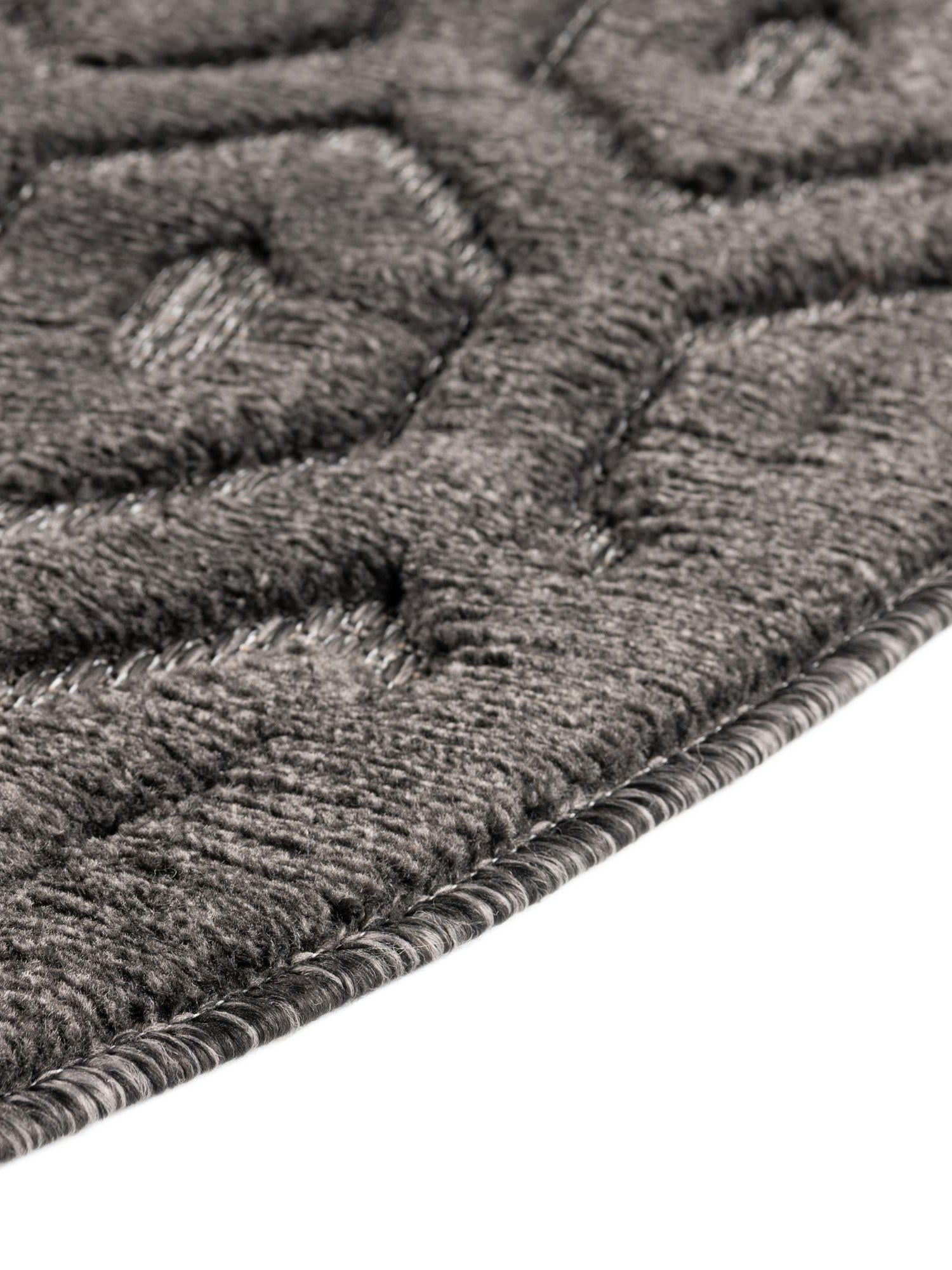 Charcoal 3' x 3' Outdoor Trellis Textured Round Area Rug Weather Resistant for Patio, Deck, Terrace, Balcony, Porch Geometric Design Water Safe Outside Carpet for Sale at Rug Engine