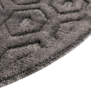 Charcoal 3' x 3' Outdoor Trellis Textured Round Area Rug Weather Resistant for Patio, Deck, Terrace, Balcony, Porch Geometric Design Water Safe Outside Carpet for Sale at Rug Engine