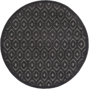 Charcoal 5' 3 x 5' 3 Outdoor Trellis Textured Round Area Rug Weather Resistant for Patio, Deck, Terrace, Balcony, Porch Geometric Design Water Safe Outside Carpet for Sale at Rug Engine
