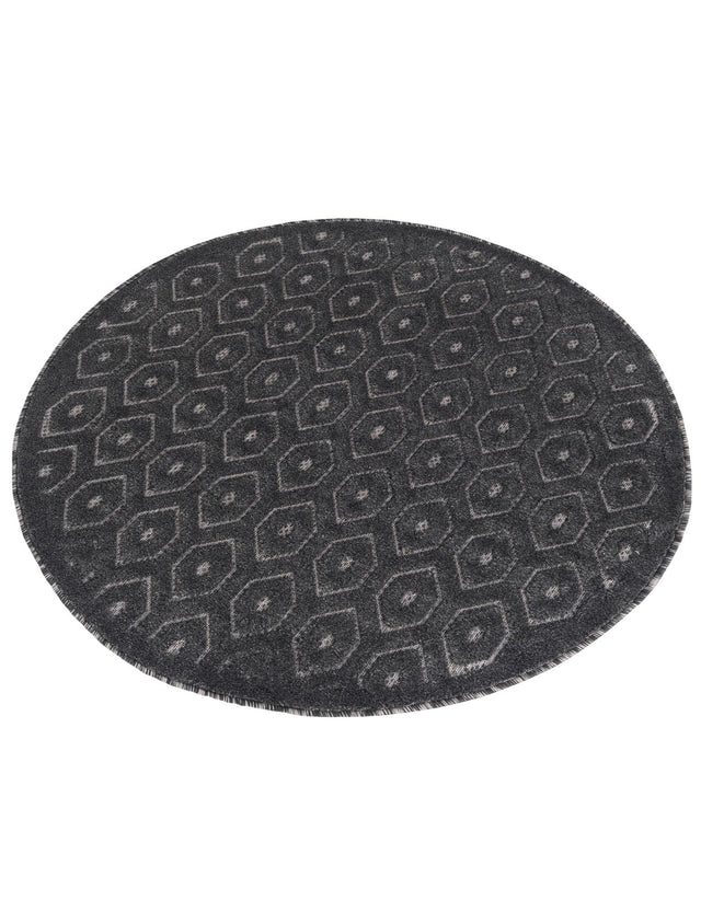 Charcoal 4' x 4' Outdoor Trellis Textured Round Area Rug Weather Resistant for Patio, Deck, Terrace, Balcony, Porch Geometric Design Water Safe Outside Carpet for Sale at Rug Engine
