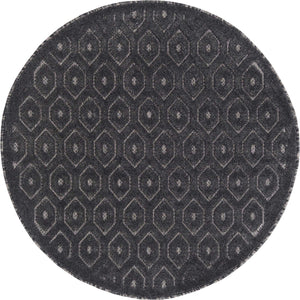 Charcoal 4' x 4' Outdoor Trellis Textured Round Area Rug Weather Resistant for Patio, Deck, Terrace, Balcony, Porch Geometric Design Water Safe Outside Carpet for Sale at Rug Engine