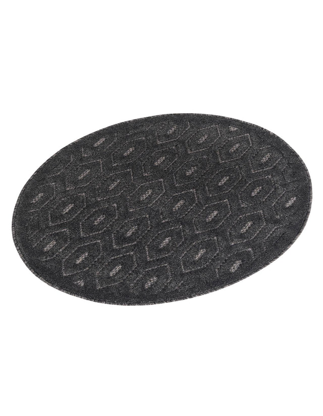 Charcoal 3' x 3' Outdoor Trellis Textured Round Area Rug Weather Resistant for Patio, Deck, Terrace, Balcony, Porch Geometric Design Water Safe Outside Carpet for Sale at Rug Engine