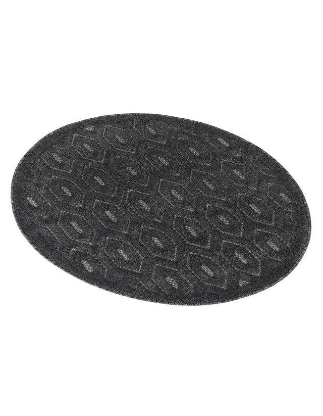 Charcoal 3' x 3' Outdoor Trellis Textured Round Area Rug Weather Resistant for Patio, Deck, Terrace, Balcony, Porch Geometric Design Water Safe Outside Carpet for Sale at Rug Engine