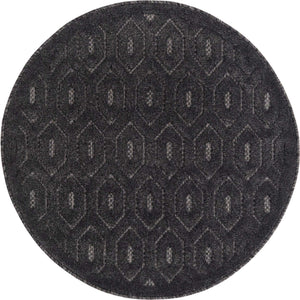 Charcoal 3' x 3' Outdoor Trellis Textured Round Area Rug Weather Resistant for Patio, Deck, Terrace, Balcony, Porch Geometric Design Water Safe Outside Carpet for Sale at Rug Engine