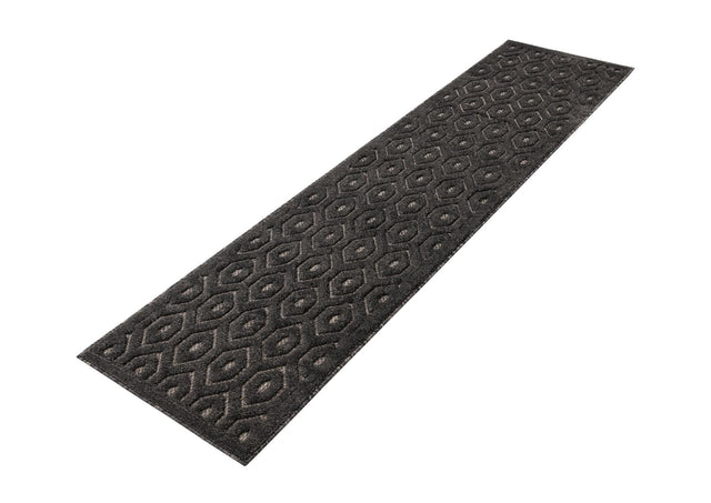 Charcoal 2' x 8' Outdoor Trellis Textured Runner Area Rug Weather Resistant for Patio, Deck, Terrace, Balcony, Porch Geometric Design Water Safe Outside Carpet for Sale at Rug Engine