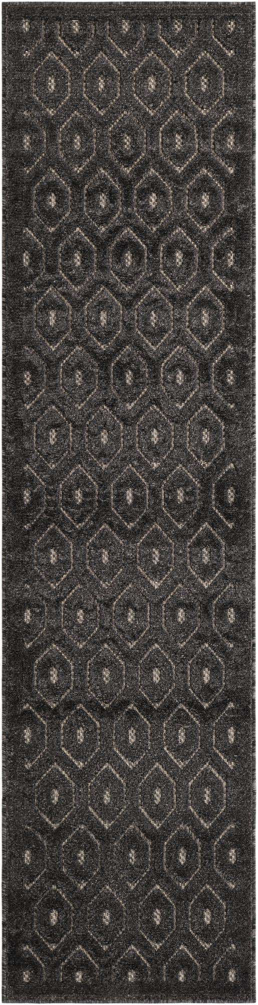 Charcoal 2' x 8' Outdoor Trellis Textured Runner Area Rug Weather Resistant for Patio, Deck, Terrace, Balcony, Porch Geometric Design Water Safe Outside Carpet for Sale at Rug Engine