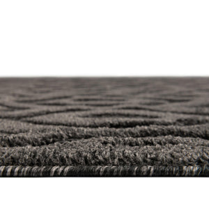 Charcoal 2' x 6' Outdoor Trellis Textured Runner Area Rug Weather Resistant for Patio, Deck, Terrace, Balcony, Porch Geometric Design Water Safe Outside Carpet for Sale at Rug Engine