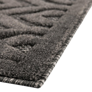 Charcoal 2' x 8' Outdoor Trellis Textured Runner Area Rug Weather Resistant for Patio, Deck, Terrace, Balcony, Porch Geometric Design Water Safe Outside Carpet for Sale at Rug Engine