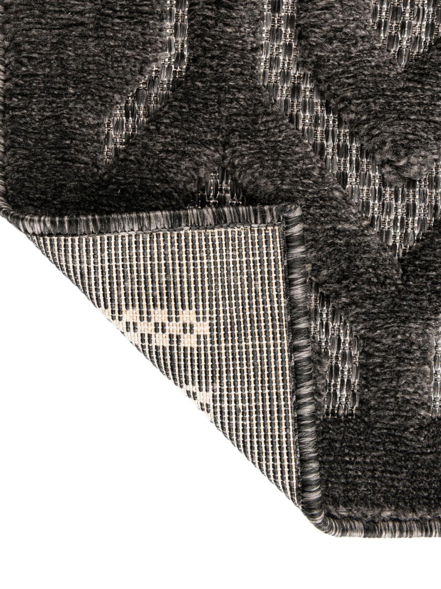 Charcoal 2' x 6' Outdoor Trellis Textured Runner Area Rug Weather Resistant for Patio, Deck, Terrace, Balcony, Porch Geometric Design Water Safe Outside Carpet for Sale at Rug Engine