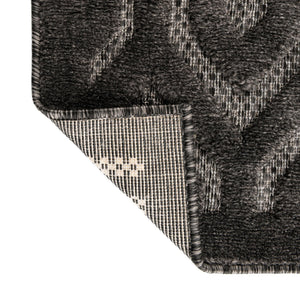 Charcoal 2' x 6' Outdoor Trellis Textured Runner Area Rug Weather Resistant for Patio, Deck, Terrace, Balcony, Porch Geometric Design Water Safe Outside Carpet for Sale at Rug Engine