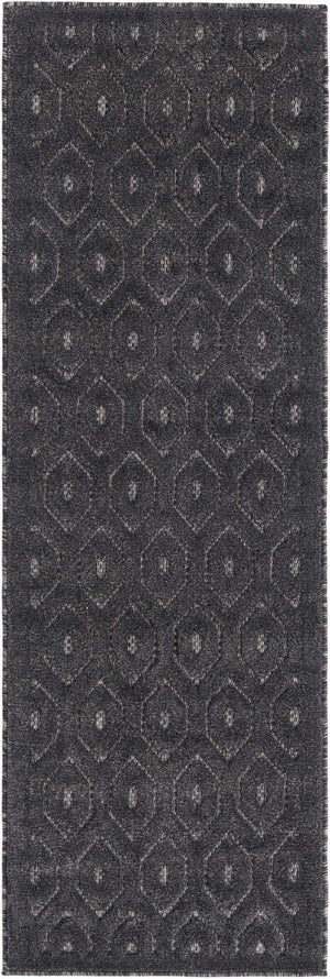 Charcoal 2' x 6' Outdoor Trellis Textured Runner Area Rug Weather Resistant for Patio, Deck, Terrace, Balcony, Porch Geometric Design Water Safe Outside Carpet for Sale at Rug Engine
