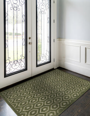 Green 5' 3 x 8' Outdoor Trellis Textured Rectangle Area Rug Weather Resistant for Patio, Deck, Terrace, Balcony, Porch Geometric Design Water Safe Outside Carpet for Sale at Rug Engine